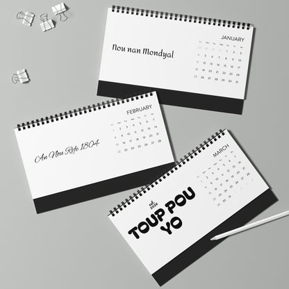 Haiti Desk Calendar 2026 — Desktop Grid Planner with Haiti Crest